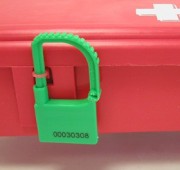 Padlock seal on medical kit